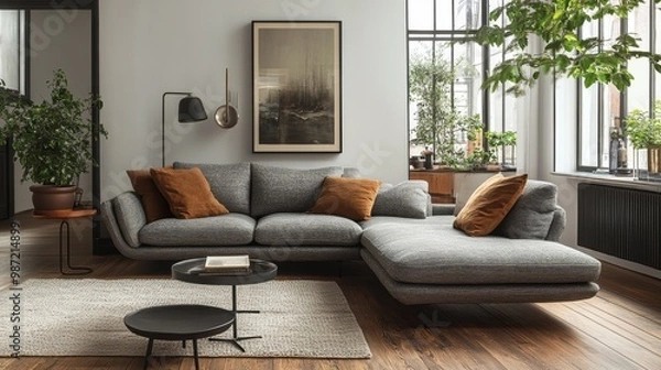 Fototapeta scandinavian interior design, stylish scandinavian furniture blends form and function for a practical yet elegant home dcor with a timeless appeal