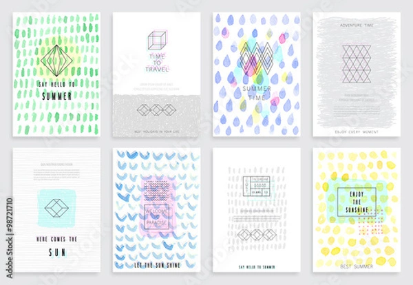 Obraz Hand drawn watercolor set of cards.