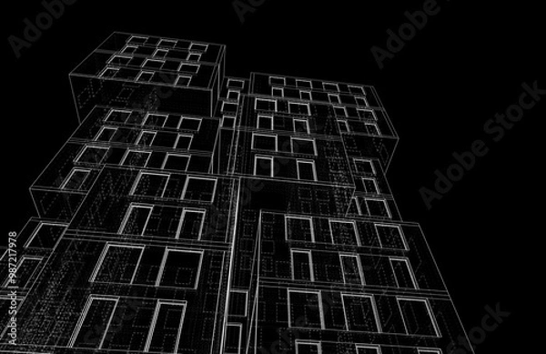 Fototapeta Modern building design 3d rendering 