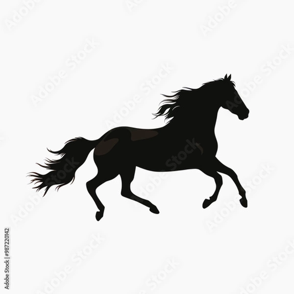 Obraz Silhouette galloping black horse