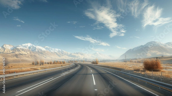 Obraz Empty Highway Through Majestic Mountain Landscape