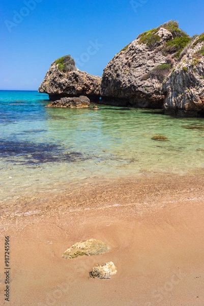 Fototapeta Beautiful sunny view of one of the Zakynthos beaches