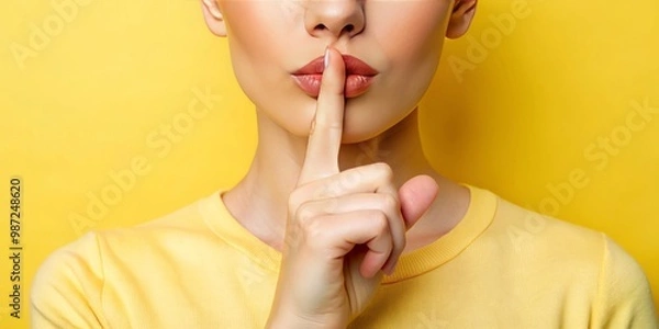 Fototapeta The hush of a summer evening settles over the landscape, where a single finger coaxes lips into stillness,