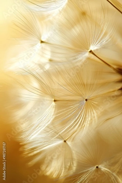 Obraz  A tight shot of a dandelion head filled with numerous white blooms