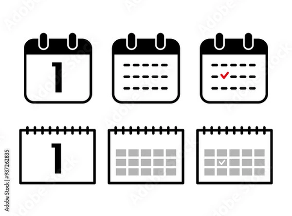 Obraz シンプルなカレンダーイラスト6点セット