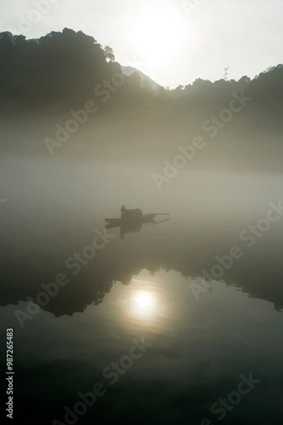 Obraz Fog scenery of Xiaodongjiang River in Chenzhou City, Hunan Province, China
