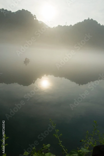 Obraz Fog scenery of Xiaodongjiang River in Chenzhou City, Hunan Province, China