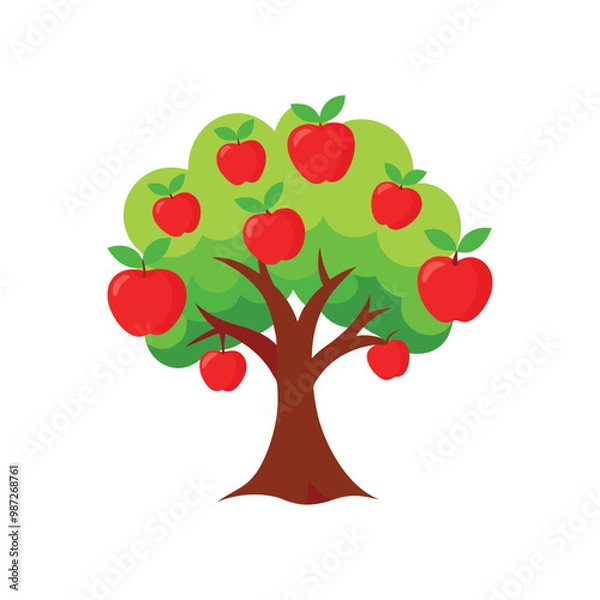 Fototapeta Vibrant apple tree color vector illustration perfect for botanical designs and nature-themed projects