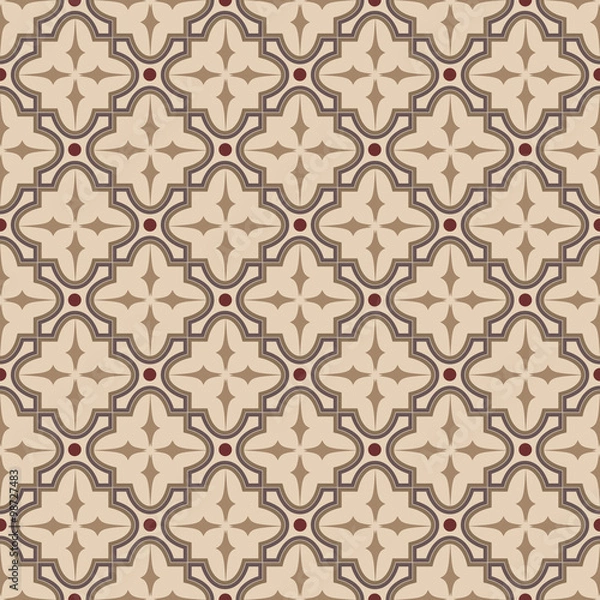 Fototapeta Seamless background image of vintage brown cross round square geometry pattern.
