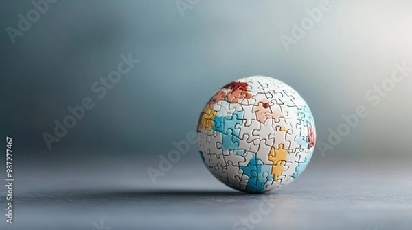 Obraz Colorful Puzzle Globe on a Smooth Surface