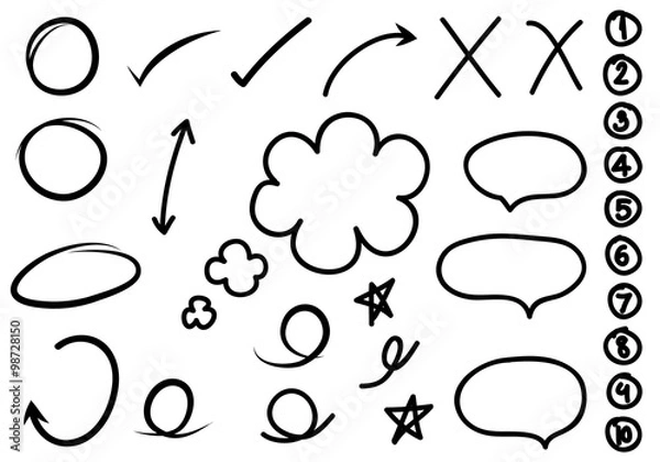 Fototapeta Hand-drawn design elements collection