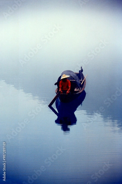 Fototapeta Fog scenery of Xiaodongjiang River in Chenzhou City, Hunan Province, China