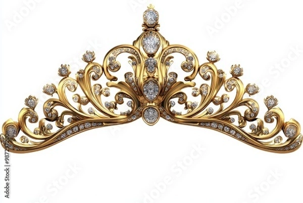Fototapeta Ornate Golden Tiara with Sparkling Diamonds