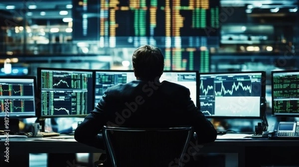 Fototapeta A corrupt stockbroker manipulates the market, using insider knowledge to make illegal profits