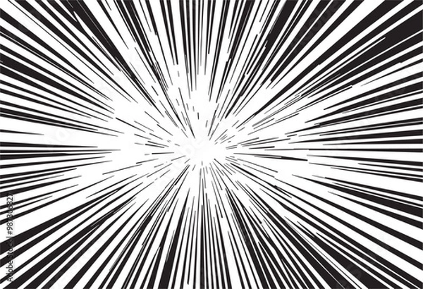 Fototapeta Comic book speed lines background. Black and white radial speed lines. Vector illustration.