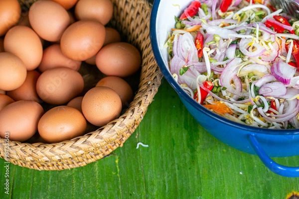 Obraz easter eggs in a basket