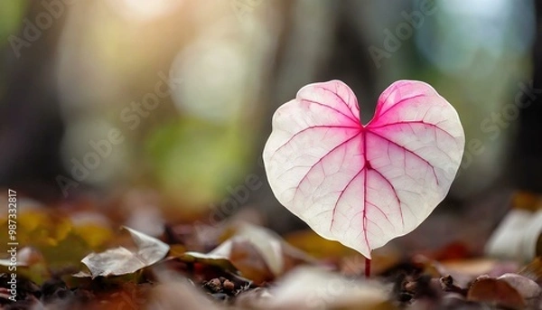 Obraz pink and white heart shaped leaf