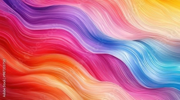 Obraz Flowing multicolor gradient brushstrokes with wavy textures, ideal for a modern abstract backdrop
