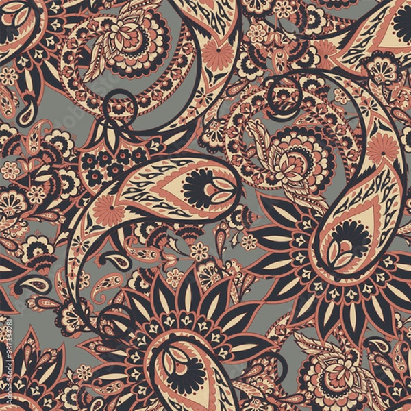 Obraz Vintage floral background. Damask paisley seamless vector pattern