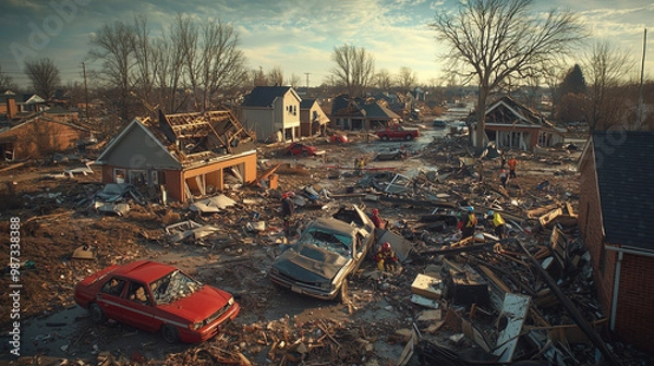 Fototapeta 災害後の復興と救助活動