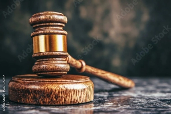 Fototapeta Law theme, gavel or mallet of the judge, lawyer enforcement officers, evidence-based cases taken into account in the court abount business, legislation.
