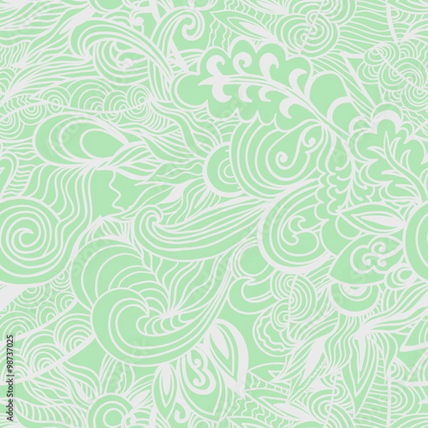 Obraz Pastel green floral seamless pattern. Vector illustration.