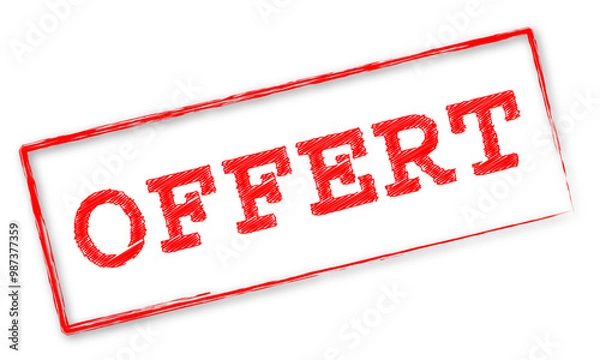 Obraz Timbre rouge avec le mot "Offert"