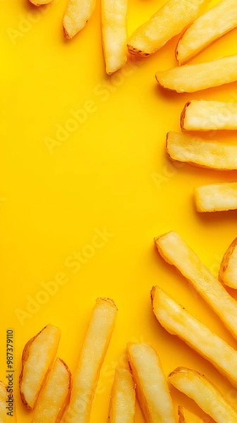 Obraz Crispy french fries on golden background