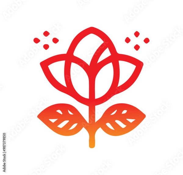 Obraz Rose flower flat icon for apps and websites. Flower Vector flower illustration
