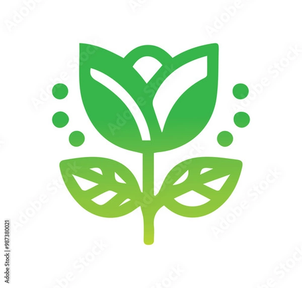 Obraz Ecology concept, green leaf icon on white background, vector illustration