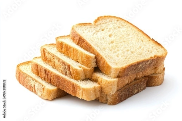 Fototapeta sliced bread, toast isolated on white background, clipping path, full depth of field, ai