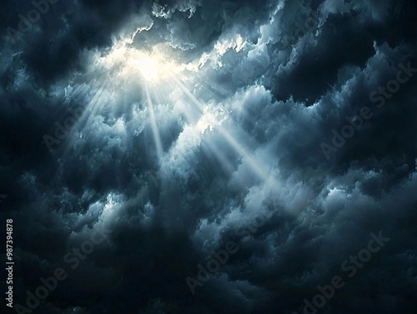 Obraz Dark Clouds with Sun Breaking Through