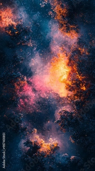 Obraz Vibrant Fantasy Aerial View of Cosmic Landscape