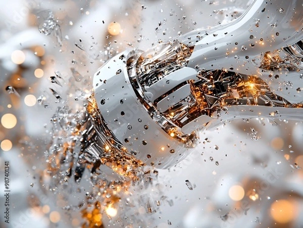 Obraz Intricate Merging of AI Components in Close-Up