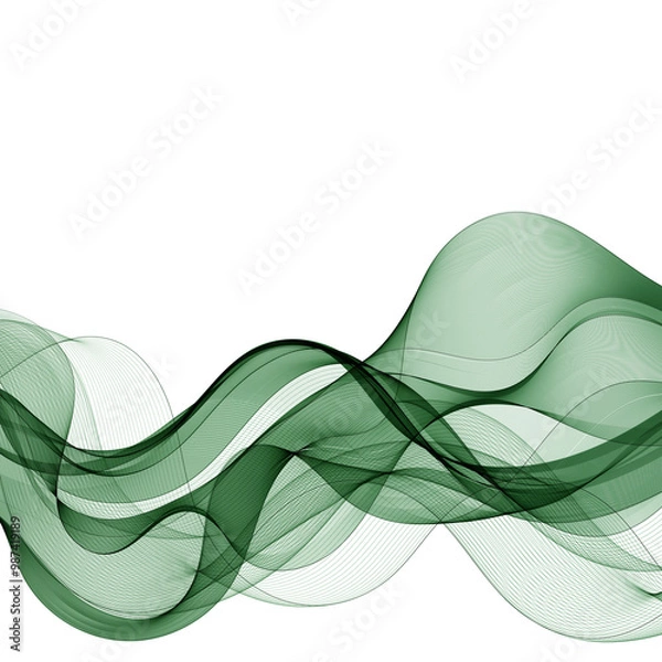 Fototapeta Abstract background with green waves on a white background. Background for presentation, advertising, cover and more. Eps 10