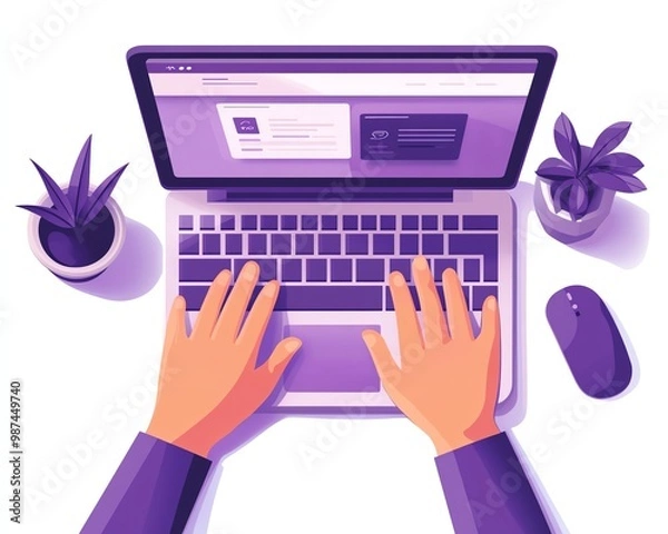 Obraz Hands designing a website on a laptop