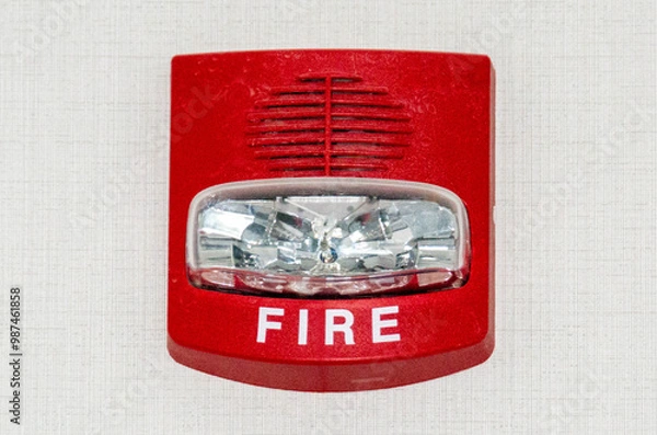 Fototapeta Fire alarm. Strobe light to alert in case of fire. High quality photo