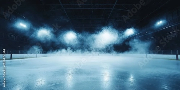 Fototapeta Ice Rink View with Fog and Smoke Effects