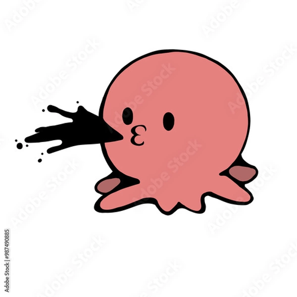 Fototapeta 墨を吐くタコ(カラー)