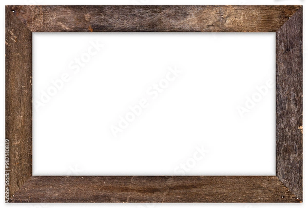 Fototapeta Wooden picture frame isolated on white background with clipping path