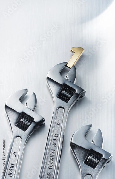 Fototapeta Luxurious number 1 and wrench image.
