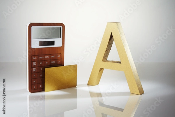 Fototapeta Calculator and A on a white background.
