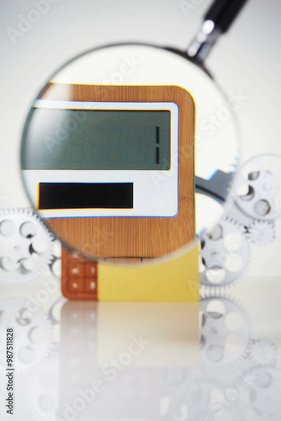 Fototapeta Calculator and card on a white background.
