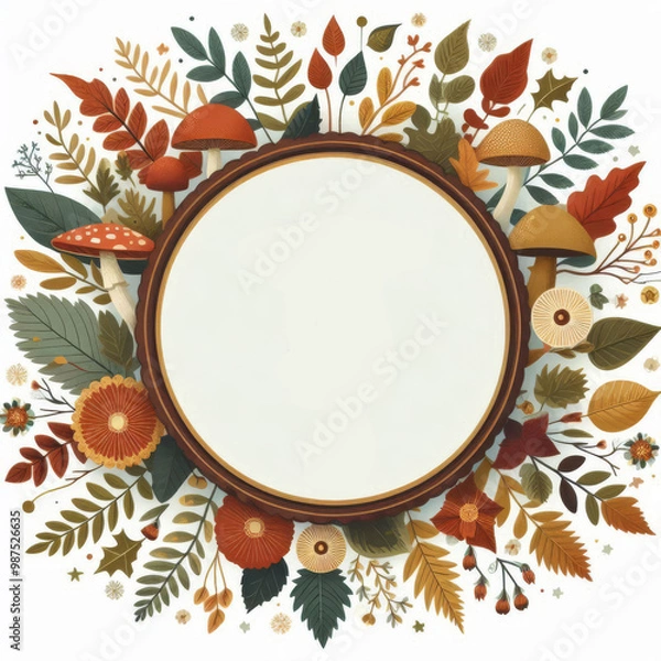 Fototapeta Decorative autumn frame. Advertising template, wrapping concept, border