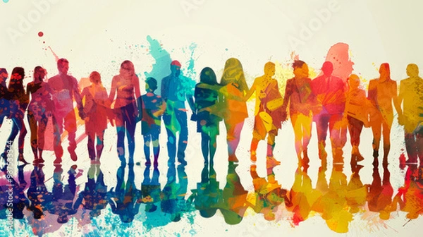 Obraz Diverse groups, people of different ethnicities, genders, ages, and inclusive representation.
