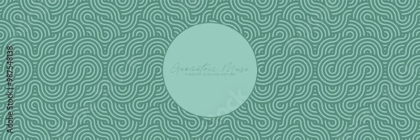 Fototapeta Mint green seamless wavy geometric pattern with abstract fluid lines. Modern vector design for fresh backgrounds and stylish decorative accents.
