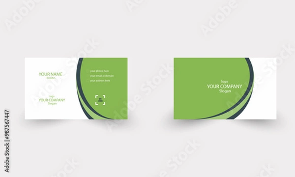 Fototapeta corporate design with  white ,green and black color simple modern business card or besieging card  design vector file 