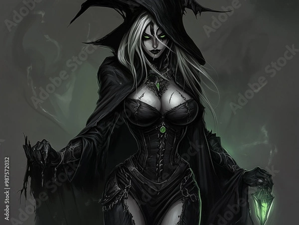Fototapeta halloween witch spellcasting grim dark sorcery sexy 