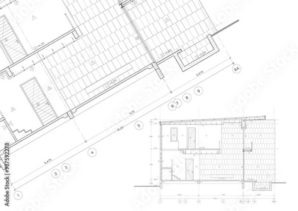 Obraz Floor plan designed building on the drawing.