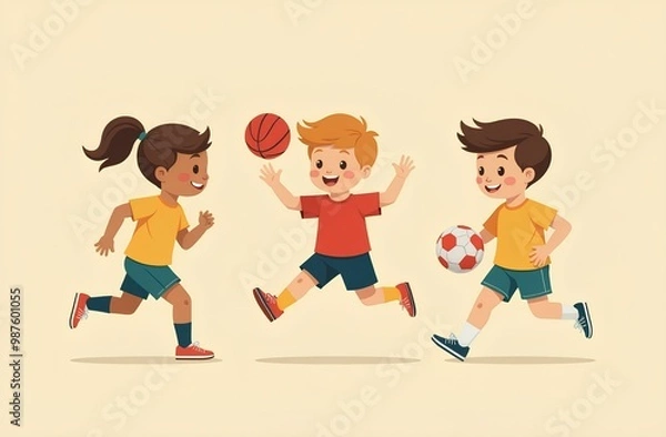 Obraz children playing soccer